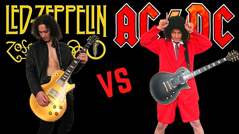 AC, DC VS LED ZEPPELIN, ANGUS YOUNG vs JIMMY PAGE ( Guitar Riffs Battle) cover feat ac, dc song