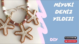 Miyuki boncuktan deniz yldz kolye kpe yapm/ miyuki starfish earrings necklace/ dy /kendinyap