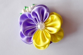 МК заколочки цветка канзаши/ DIY hairpin flower kanzasi