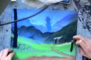 Draw landskape from Gothic 2 (part 3) (HD 1080) Рисование пейзажа из Готики.Александр Алёнин