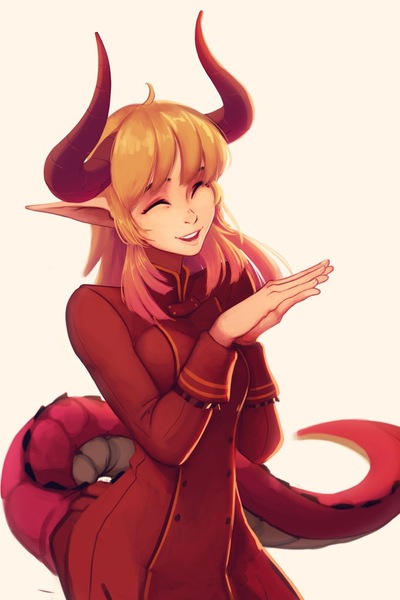 Anime girl with dragon horns