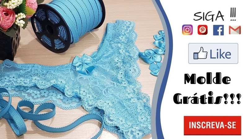 Calcinha de renda na maquina domestica com elástico