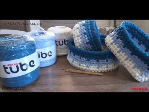 CESTO FIO TUBE MALHA, BASE EM MDF, DIY, KARIN