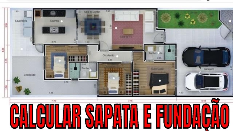 PLANTA 8x20m COMO CALCULAR A FUNDAÇÃ O DE UMA CASA SAPATA E