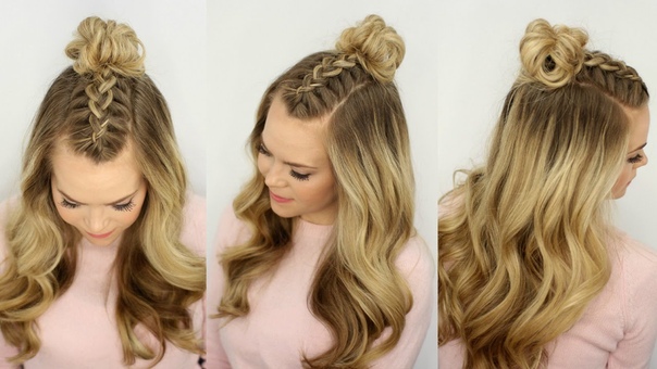 Mohawk Braid Top Knot, Half Up