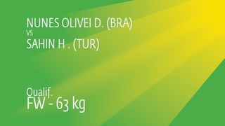 Qual. FW - 63 kg: H. SAHIN (TUR) df. L. NUNES DE OLI (BRA) by FALL, 2-5